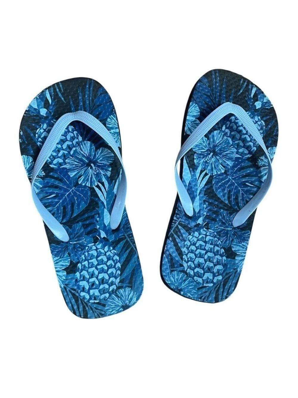 Kids Tropical Pineapple Print Flip Flop thong Sandals, Blue kids 2.5